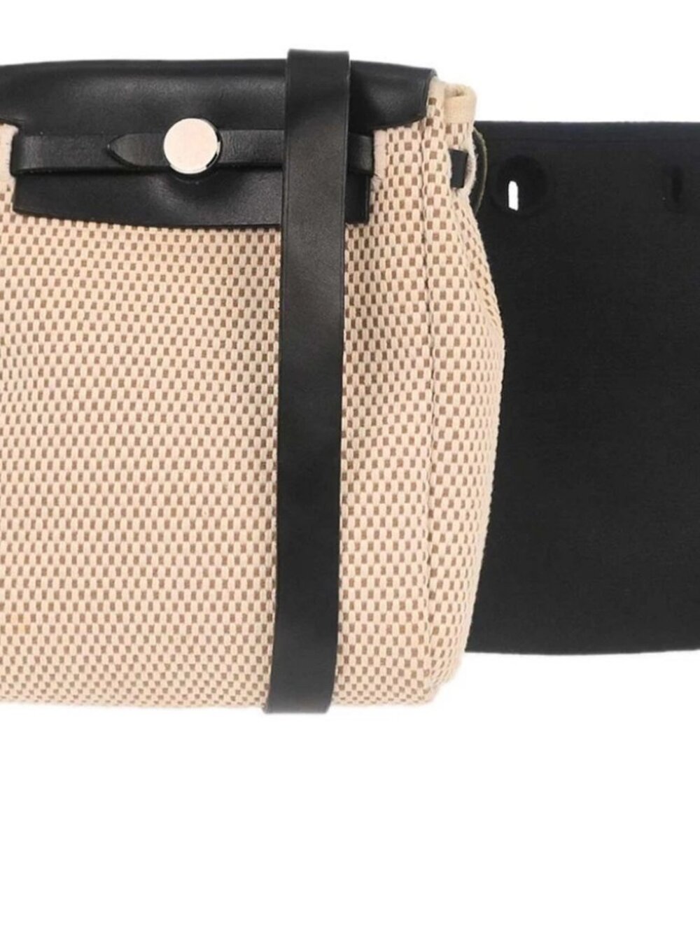 Hermes Black Natural Toile Officier GM Herbag TPM 2 in 1 Shoulder Bag C□H 187296